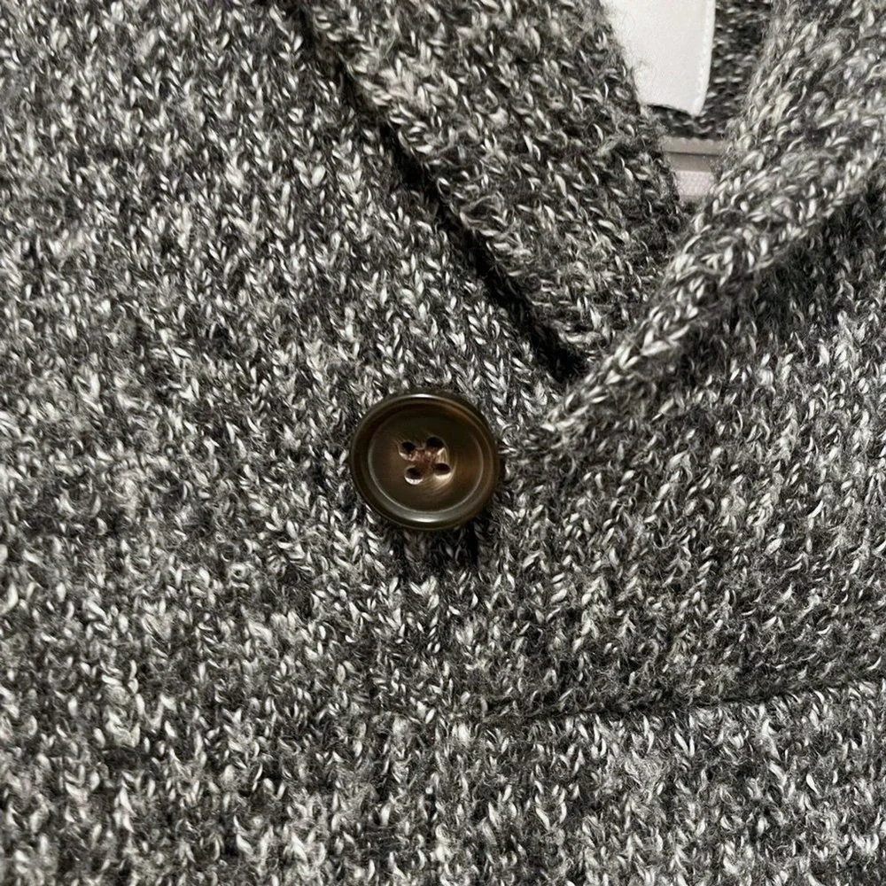 Old Navy Men's Shawl Collar Sweater‎ Marl Gray Speckled Knit Pullover Size M